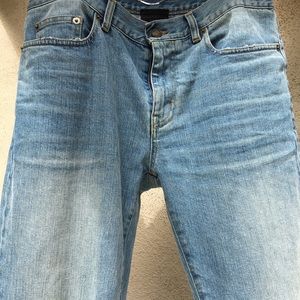 Saint Laurent Paris, distressed 5 pocket denim.